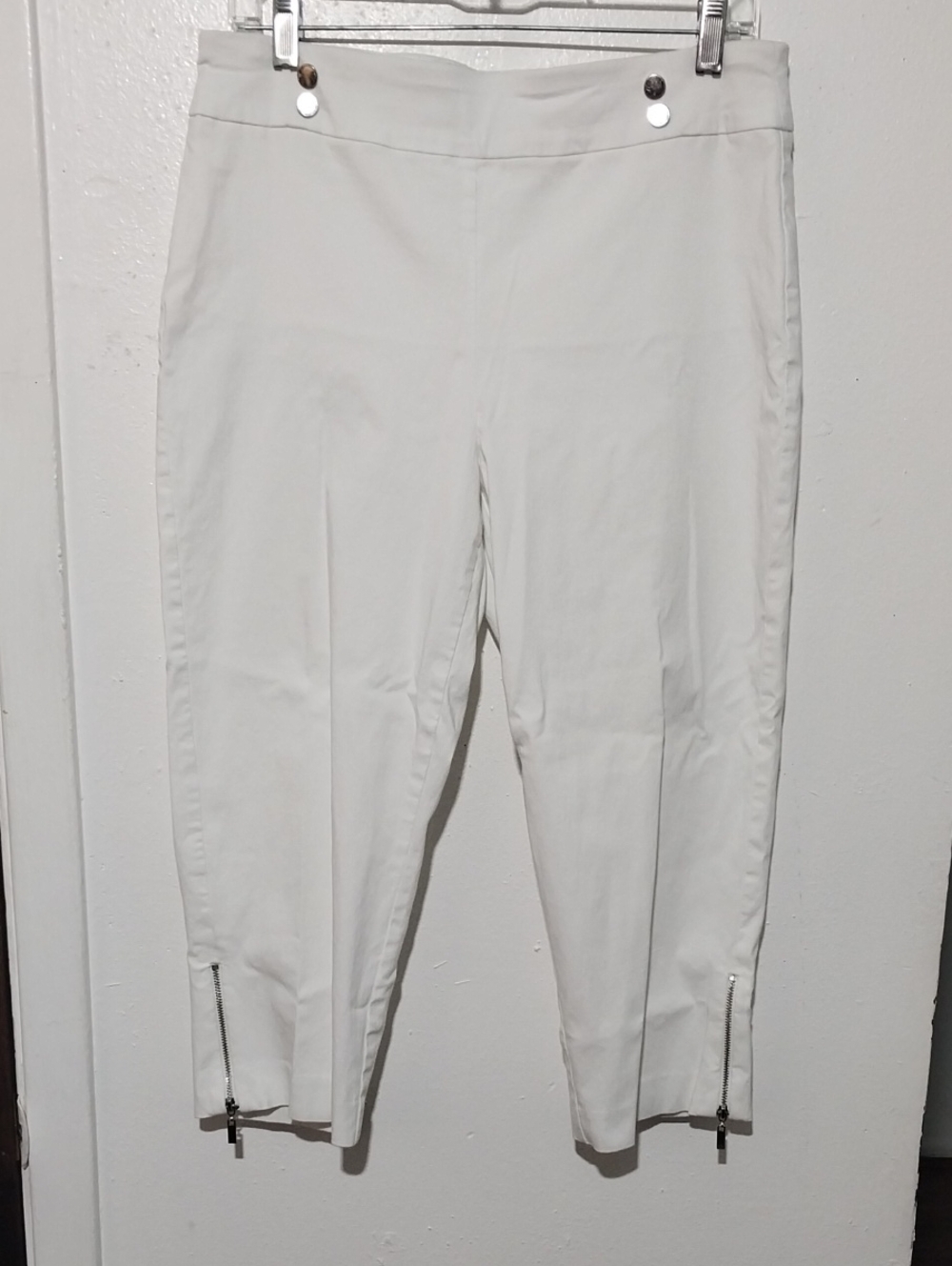 JM Collection White Pants with Black Label Detail